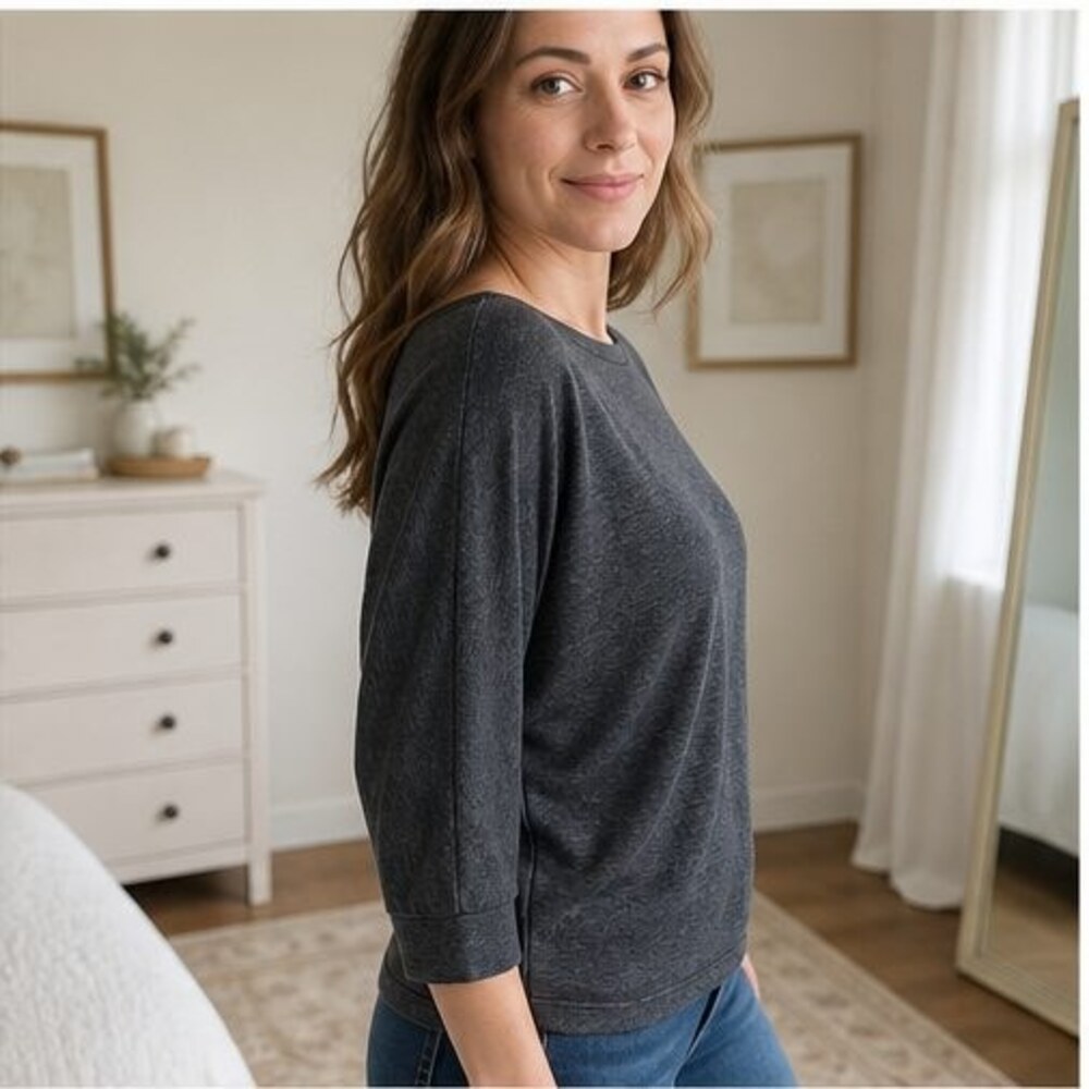 Charcoal Ruffle Blouse - Picture 3 of 6